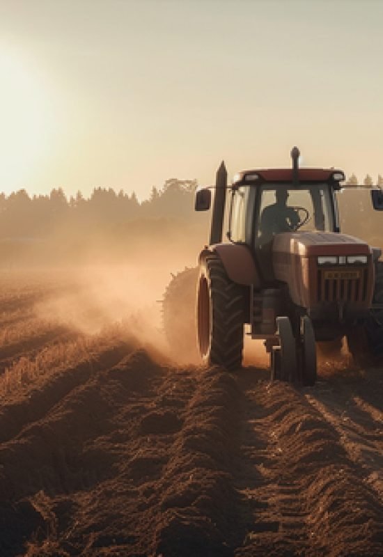 Farmer working outdoors harvesting wheat at sunset generated by artificial intelligence